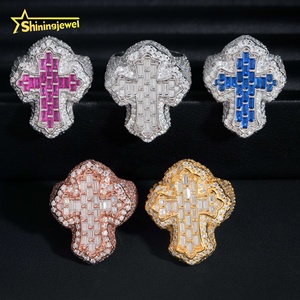 Anel Masculino de Prata 925 com Moissanite e Diamantes Baguete Cravejados, Joia Fina Hip Hop com Certificado GRA - Product Image 1