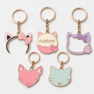 Porte-clés personnalisés en gros de haute qualité, design mode féminin avec oreilles de chat de dessin animé, pour promotion en animalerie - Product Image 1