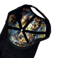 Casquette de baseball originale noire à visière incurvée en suède vieilli personnalisé, 100 % coton, broderie 3D, modèle 5 Sporty, San Judas Tadeo