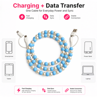 FASHLINK Vente en gros Câble de charge multi-prise USB Type C 4 en 1 avec perles, couleurs personnalisées, faible MOQ