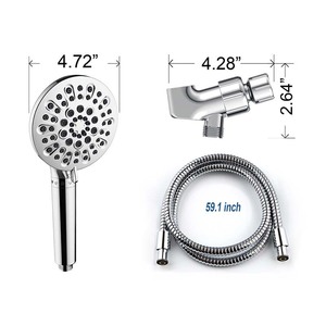 ชุดฝักบัวอาบน้ำแบบมือถือ ขนาด 4.72 นิ้ว หัวฉีดสเปรย์นวดแบบวงกลม ปรับแรงดันน้ำได้ พกพาสะดวก อุปกรณ์เสริมสำหรับห้องน้ำ - Product Image 1