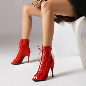 Noir 9.5cm salle de bal Jazz danse chaussures de danse à talons hauts élastique Latin bottes courtes femmes Sexy <span class=keywords><strong>Salsa</strong></span> sandales - Product Image 6