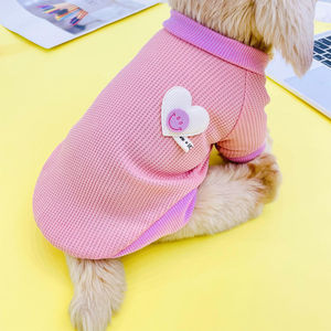 Pull en coton tricoté gaufré pour chien, couleur unie, motif cœur mignon, pour petits chiens, vêtements d'automne - Product Image 3