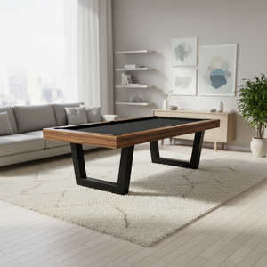 Mesa de billar de 7 pies de madera maciza de teca y mesa de ping-pong con combo de comedor de snooker, bolsillos de cuero y tablero de comedor - Product Image 2