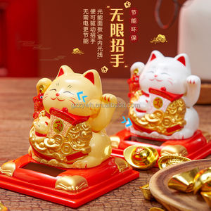 3.5 pouces solaire en plastique chat porte-bonheur pour chinois noël nouvel an Feng Shui maison bureau <span class=keywords><strong>voiture</strong></span> décoration ouverture pendaison de crémaillère - Product Image 2