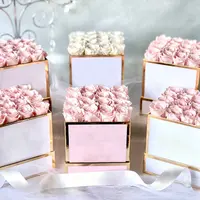 Decorazioni di fiori di vendita caldi fiore Rose eterne regali conservati scatola quadrata rosa