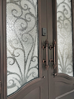 Porte d'entrée double en fer forgé, personnalisable en couleurs, tailles, poignées et vitres, best-seller, export, porte extérieure en métal