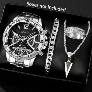 Nuovo Set di <span class=keywords><strong>Orologi</strong></span> da Uomo, Orologio al Quarzo con Gioielli, Set Regalo per la Festa del Papà - Product Image 4