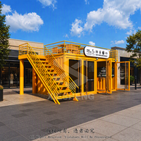 Kiosque conteneur à deux étages, sur mesure, avec cuisine, pour usage commercial extérieur en rue, installation rapide, directement de l'usine