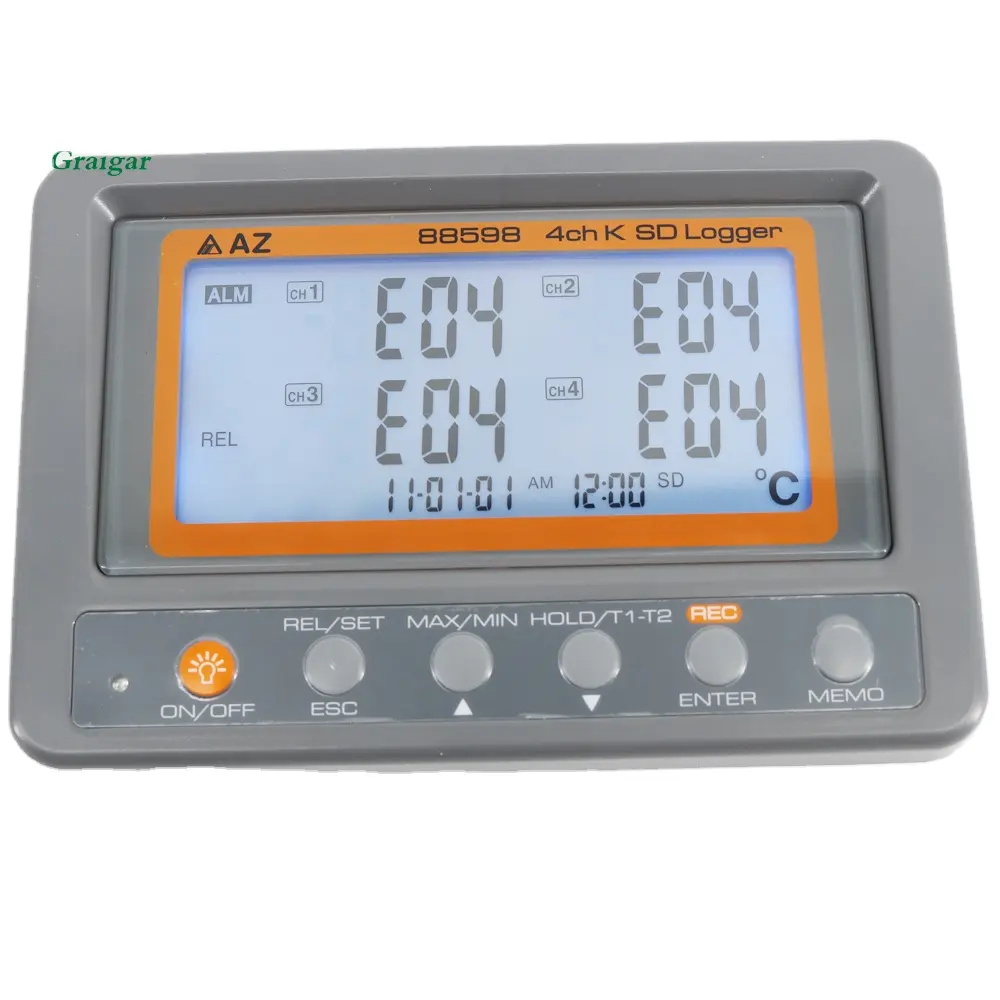 4 Channel K Type Thermocouple Temperature AZ-88598 Multi-channel Digital Thermometer SD Card Data Logger Real Time Display