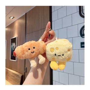 QX Peluche de Croissant con Queso y Hot Dog, Colgante para Bolso, Llavero Luminoso, Bonito Peluche de Pan Francés, Colgante para Mochila, Accesorio de Muñeca - Product Image 1