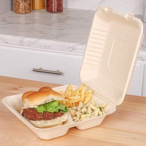 Personalizado 1200ml impermeable, resistente al aceite, biodegradable concha de almeja Bento caja de embalaje contenedor de alimentos - Product Image 2