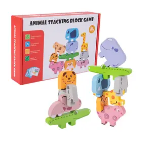 Cute Design Educational Stacking Toy Develop Logical Thinking and Hand-eye Coordination Wooden Animal Balancing Blocks