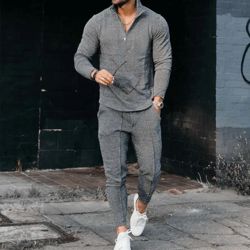 Custom Logo Fall Men's Sets Casual Outfits Zipper T Shirts Sports Pants Two Piece Jogger Set Tracksuit Mens Clothing 2022