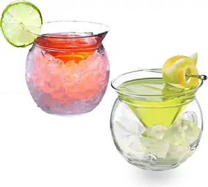 Ensemble de 2 verres à martini sans pied avec refroidisseur, ensemble de service pour caviar, <span class=keywords><strong>verre</strong></span> à cocktail avec porte-glace pour <span class=keywords><strong>verre</strong></span> à vin coupe - Product Image 1