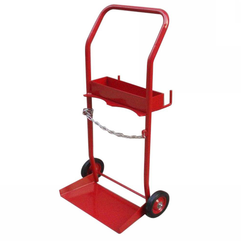 DEM CGT1002N Stainless Steel Red Industrial Chain Hard Double Gas Cylinder Trolley For Bottle Cart