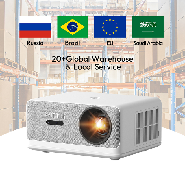 Smart Android BYINTEK U14 Projector Fully Sealed Dust-proof Native 1080P 750 ANSI 3D 4K Support Auto Focus WiFi 6 Movie Beamer