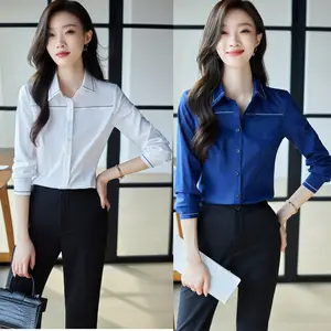 Chemisiers et chemises de bureau pour femmes, grande taille, à manches longues, vêtements de travail coréens, 2023