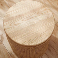 Table de salon en rotin avec plateau en bois, Table de café ronde de Designer à la mode avec le prix bon marché