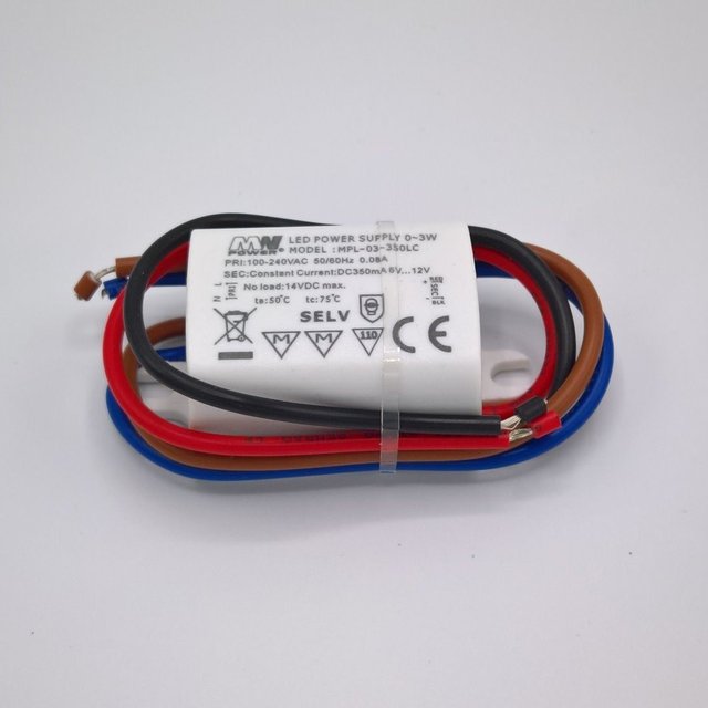Mw Power 3W Led Driver 350Ma DC Constant Current Single Channel AC-DC Converter Waterproof IP67 MPL-03-350LC 100-240VAC
