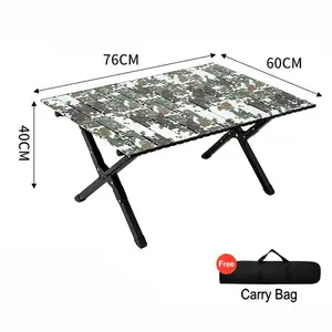 Mesas dobráveis de acampamento em aço carbono verde militar, mesa de praia e piquenique, design moderno e fácil de transportar