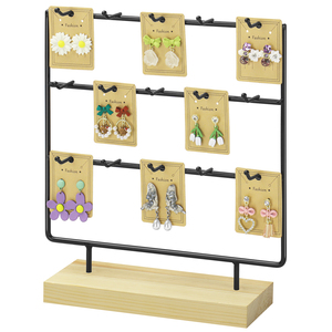 ชั้นวางเครื่องประดับไม้แข็งเหล็กพร้อมชั้นแขวนจัดระเบียบอย่างมีประสิทธิภาพสำหรับการแสดงต่างหูเครื่องประดับ - Product Image 2