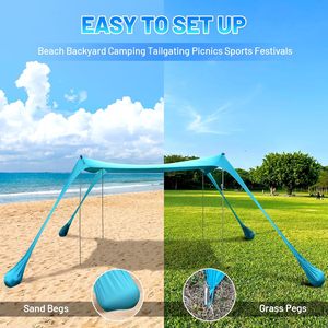 Tenda da spiaggia Pop-Up portatile Premium con baldacchino parasole in alluminio a 4 poli con borsa per il trasporto per gite in spiaggia in famiglia - Product Image 4