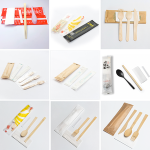 Ensemble de <span class=keywords><strong>couverts</strong></span> jetables en <span class=keywords><strong>bambou</strong></span> avec serviette et cure-dents, emballés individuellement, pour restaurant asiatique - Product Image 6