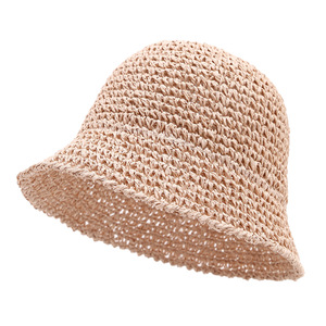Chapeau <span class=keywords><strong>de</strong></span> soleil d'été pour femme, style pêcheur, en paille faite à la main, pliable, couleur unie, simple, respirant, coupe-vent, idéal pour la plage et les vacances en bord <span class=keywords><strong>de</strong></span> mer - Product Image 5