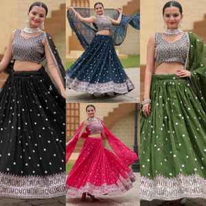 Designer de qualité export Lehenga Choli avec séquence de broderie pour les festivals et les mariages Nuptiale Lehenga Choli - Product Image 5