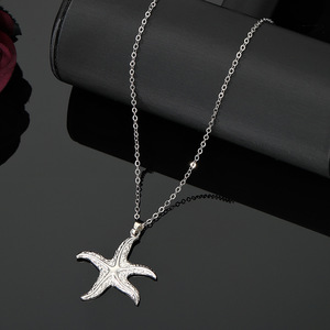 Collar con Colgante de Estrella de Mar, Plata, Acero Inoxidable, Joyería de Moda para Mujer, Cadena para Clavícula, Diseño Simple y Único - Product Image 1