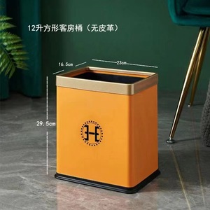 Square Trash Can 12L Brown Plaid Double Layer Fire Resistant Indoor Wastebasket Living Room Bedroom Use - Product Image 5