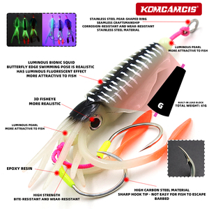 OEM ODM Señuelo Artificial Luminoso/UV de 61g, tipo Calamar y Faldas de Pulpo con Anzuelo, para Pesca de Atún en Río y Lago - Product Image 4
