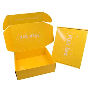Бумажные гофрированные желтые складные литературные почтовые коробки на заказ, картонные коробки, упаковочные коробки с логотипом