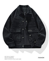 Veste pour homme, manteau d'automne/hiver, rembourrée et épaisse, nouvelle veste en velours côtelé, trench-coat court ample, veste à col réversible