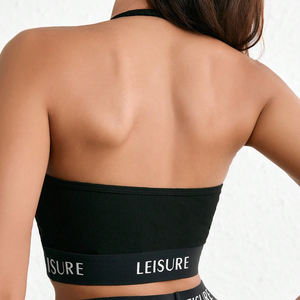 Ladymate ODM/OEM Camiseta Sin Mangas Con Para Mujer Femmes Plain No Show Bralette Seamless Hanging Neck Letter Wireless Bra - Product Image 3