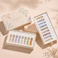 Carte d'emballage cosmétique pliée de luxe pour échantillons de parfum, support pour flacon de parfum, boîte en papier avec logo personnalisé