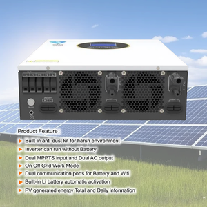 ระบบไฮบริดโซลาร์แบบเชื่อมต่อกริด 8.5KW ถึง 10.2KW สองเอาต์พุต 230VAC เฟสเดียว 2Mppts 160A 48VDC รุ่นยุโรป พร้อมคลื่นไซน์บริสุทธิ์ - Product Image 3