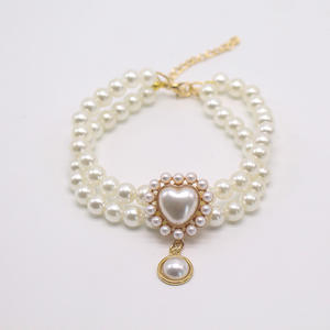 قلادة الحيوانات الأليفة بطبقتين ، طوق اللؤلؤ البلاستيكي للقطط والكلاب مع قلادة الأحجار الكريمة للأميرة والقطط ، مورد الملحقات - Product Image 6