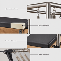 Lit de Pilates Commercial Cadillac, Équipement d'Exercice Multifonctionnel en Bois de Chêne Réglable pour Studio et Domicile, Charge Maximale 450 kg