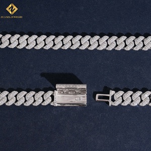 Collar de Cadena Cubana de Moissanita para Fiesta, Diseño Exclusivo, Plata 925 con Baño de Rodio, Joyería Hip Hop para Hombre - Product Image 2