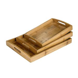 Set of 3 Natural Bamboo Rectangular Nesting Breakfast, Coffee Table <strong>Butler</strong> Serving <strong>Trays</strong> - Product Image 3
