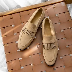 Chaussures habillées classiques rétro haut de gamme en cuir de vachette à enfiler pour hommes, idéales pour le bureau et les soirées, avec des caractéristiques antidérapantes et respirantes - Product Image 5