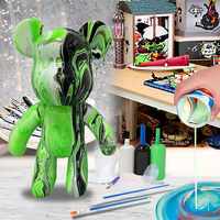 Sculpture populaire d'ours à gouttes de liquide, ours noirs faits à la main, figurine de pot à monnaie, peinture d'ours de dessin animé, statue d'ours