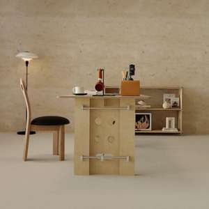 Bureau d'ordinateur minimaliste vintage en bois massif et métal, table de travail de bureau au design simple pour le bureau à domicile - Product Image 3