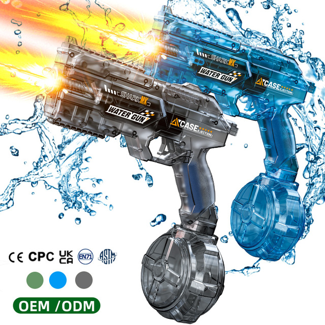 Kids Outdoor Pool Beach Shooting Games Two Guns Design Custom logo Portable Electric Water Pistol Gun Shape with Muzzle Flame
