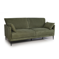 Canapé 2 places moderne et simple en tissu chenille vert, style luxe léger pour salon, avec pieds en métal