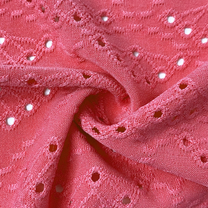 Tela de encaje con ojal para vestidos y tops, tejido de poliéster, licra, tejido jacquard, color rosa - Product Image 5