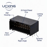 Conector de cable a placa D1200 de 20 pines, ángulo recto de 90 grados, paso de 2.5 mm, 5A 125V, OEM ODM, muestra disponible
