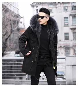 Mantel Bulu Utuh Pria, Mantel Bulu Utuh Baru Musim Dingin Ukuran Besar Panjang Di Atas Lutut
